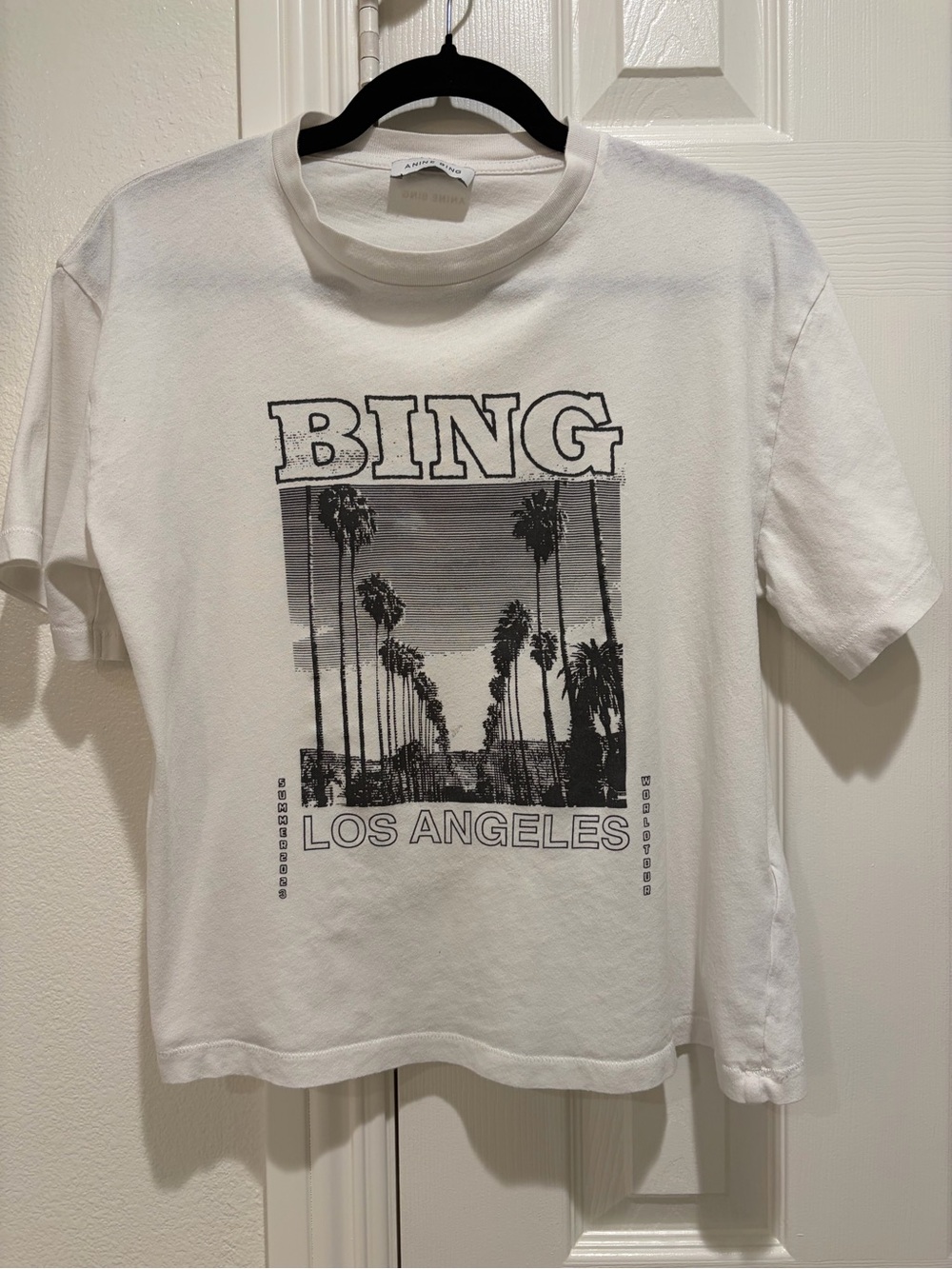 Anine Bing White Los Angeles Palm Graphic Tee